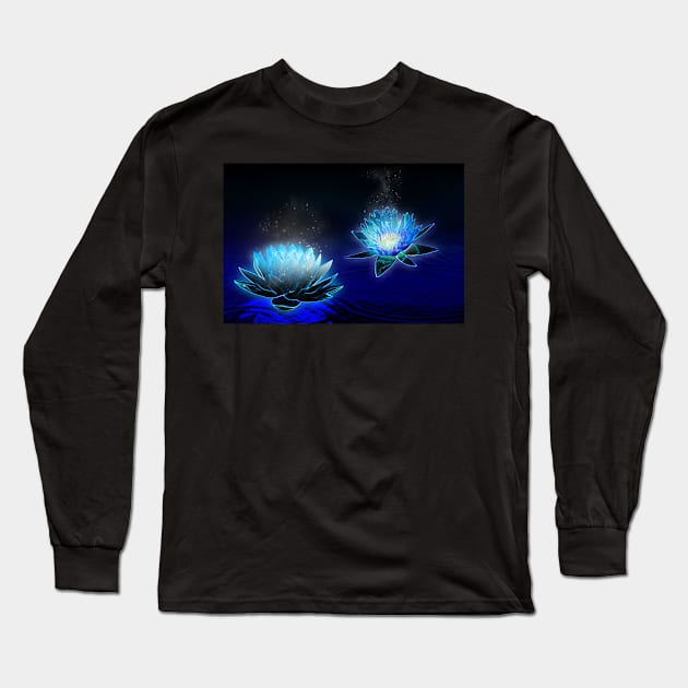 Glowing Lotuses Long Sleeve T-Shirt by tjimageart